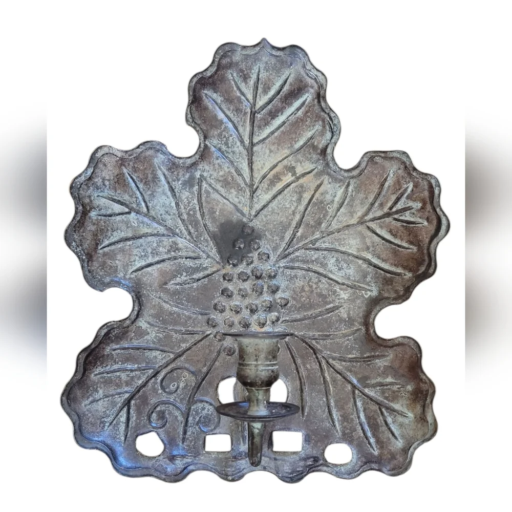 Vintage Candle Wall Sconce Grape Leaf